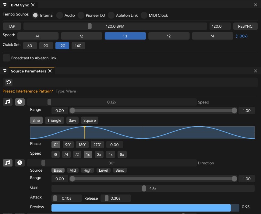 FXCanvas BPM source sync and audio frequency analysis